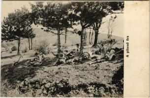 A pihenő őrs. Magyar Rotophot 671. / Hungarian boy scouts resting (fl)