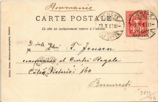 1903 Geneva, Geneve, Genf; Place des Alpes et le Mont Blanc / square, mountain