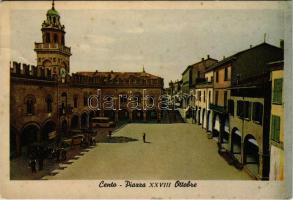 1940 Cento, Piazza XXVIII Ottobre / square, automobile, autobus. Edizione Cartoleria Eredi Costa. Foto Ardizzoni (fl)