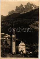 1941 Val di Funes, Villnöß (Südtirol); Dolomiti, S. Pietro. Edit. e fot. L. Fräznl 719-45. / Dolomites, church (cut)