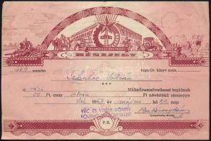 1954-63 Beadási könyv 1954-55-56. évre, Váci lakos, 3 db kölcsönzsák bizonylattal, sok bejegyzéssel,...