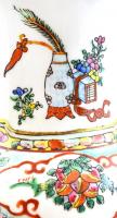 Kínai porcelán váza, kézzel festett, jelzett, kis kopásnyomokkal, m: 26,5 cm