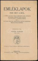 Emléklapok 1928. okt. 6.-ról. A hősi halált halt sárospataki diákok második emléktáblájának leleplez...