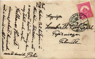 1929 Budapest, A.G.B. legénysége, katonák ágyú kerekekkel / Hungarian military, soldiers with cannon...