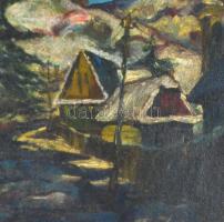 Jelzés nélkül: Hegyvidéki táj (Nagybánya vagy Erdély?). Olaj, vászon, fa keretben, 58x69,5 cm