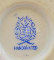 Herendi karmos mini porcelán kaspó, kézzel festett, jelzett, kis kopásnyomokkal, m: 7,5 cm
