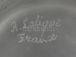 R. Lalique jelzéssel: Virágmintás üveg váza, formába öntött, m: 15 cm