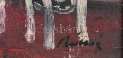 Rónai jelzéssel: Szoba képekkel. Olaj, karton, fa keretben. 24,5x34 cm