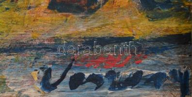 Vaszary jelzéssel: Strandon. Olaj, karton, díszes fa keretben. 20x31 cm