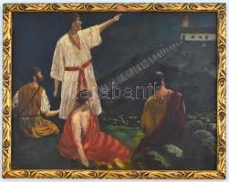 Székely jelzéssel: Jelenet. Olaj, karton, sérült fa keretben. 35x45 cm