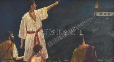 Székely jelzéssel: Jelenet. Olaj, karton, sérült fa keretben. 35x45 cm