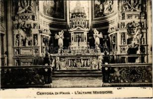 Certosa di Pavia, LAltare Maggiore / main altar, church interior. Ed. E. Songia (EK)