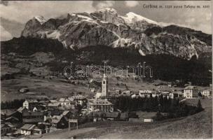 Cortina d'Ampezzo, verso Tofana / general view, Hotel Cortina, church, mountain. Fot. G. Ghedina