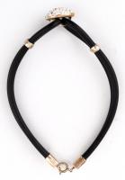 Fekete gumi karkötő, ezüst(Ag) szerelékkel, h: 17 cm