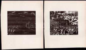 Frans Masereel (1889-1972): 6 db fametszet, papír, jelzett a metszeten, 11x13 cm