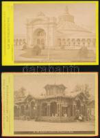 1873 Bécsi Világkiállítás pavilonjairól, épületeiről készült 4 db keményhátó fotó, (Russischer Kaise...