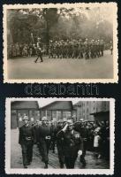 1940 Tűzoltó zenekar és felvonulás, 2 db fotó, 6×9 cm