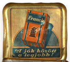 2 db régi Franck kávés fém doboz fedéllel, mindegyik más illusztrációval, fedél belsejében Franck lo...