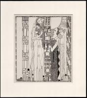 Kozma Lajos (1884-1948): Madonna, cinkográfia, papír, jelzett a cinkográfián, KL 909. 20×17 cm Paszpartuban