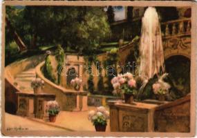 Tivoli, Villa d'Este, Fontana dei Draghi / villa, fountain. Italian art postcard. L. Provizi (EK)