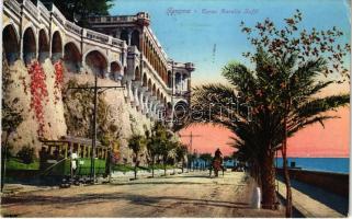 1931 Genova, Genoa; Corso Aurelio Saffi / street view, tram, hrose-drawn carriage (EK)
