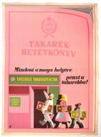 2 db régi OTP takarékbetétkönyv reklám plakát: Egyik hajtásnyommal, szakadásokkal, 80x57,5 cm, másik...