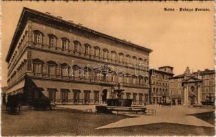 Roma, Rome; Palazzo Farnese / square, palace, fountain, horse-drawn carriages. Ed. Cordari & Ferrari 136.
