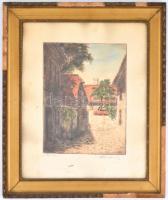 Paulovits Pál (1892-1975): Tabán, rézkarc, papír, jelzett, üvegezett, sérült keretben, 24,5×19 cm