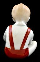 Aquincum cipőfűző kisfiú figura, kézzel festett, jelzett, apró kopásokkal m: 10,5 cm