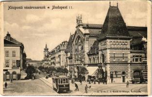 Budapest IX. Központi vásárcsarnok, villamos, Nádor szálloda, gyógyszertár (ázott / wet damage)