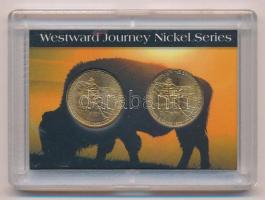 Amerikai Egyesült Államok 2005. 5C aranyozott Cu-Ni (2x) dísztokban T:1 
USA 2005. 5 Cents gilded C...