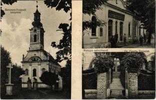 1928 Berzence, Somogy-Berzencze; Kegyúri templom, Dr. Csorba Orvoslak, Hangya szövetkezet üzlete