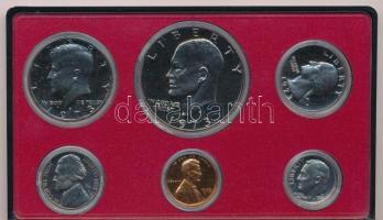 Amerikai Egyesült Államok 1973S 1c-1$ (6xklf) forgalmi sor dísztokban T:PP  USA 1973S 1 Cent - 1 Dollar (6xdiff) coin set in case C:PP