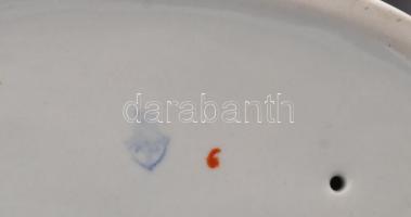 Zsolnay búgócsigás kislány figura, kézzel festett, jelzett, apró kopásokkal, foltokkal 12,5x16 cm