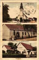 1934 Gomba (Monor), Református templom, községháza, Kádár Mihály fűszer és vegyeskereskedése (fl)