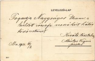 1914 Márianosztra, Női fegyintézet. Hátoldalon Márkus Virginia fegyintézeti főnöknő köszönő levele a...