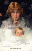 When dreams come true. Lady with child art postcard. Reinthal & Newman No. 826. s: Philip Boileau (EB)