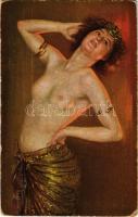 Die Favoritin / Erotic nude lady art postcard. Deutsche Meister Nr. 6034. s: G. Rienäcker (worn corners)