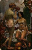 Reife Früchte / Erotic nude lady art postcard. Münchener Kunst Nr. 309. s: Karl Hartmann (worn corners)