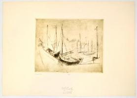 Czóbel Béla (1883-1976): Vitorlások. Rézkarc, papír,  Czóbel Béla hagyatéki pecséttel, számozott: 2/...