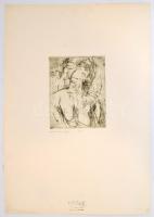 Czóbel Béla (1883-1976): Fiatal lány portréja. Rézkarc, papír, Czóbel Béla hagyatéki pecséttel, szám...