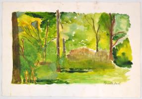 Bernáth jelzéssel: Zöldellő táj. Akvarell, papír, 35,5x51 cm