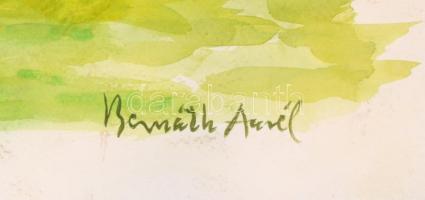 Bernáth jelzéssel: Zöldellő táj. Akvarell, papír, 35,5x51 cm