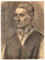 Perlrott jelzéssel: Férfi portré. Vegyes technika, papír, sérült (lap szélén kisebb szakadásokkal), 56x43 cm