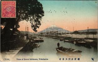 1908 Yokohama, View of Snow Ishikawa, boats, quay. TCV card