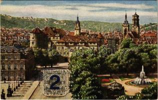1919 Stuttgart, square, park. Künstler-Karte Wiro Serie Stuttgart Nr. 2695. B. TCV card s: Wiro (EK)