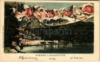 1899 Eibsee m. Zugspitze / mountain with human face. Verlag v. Jos. Seiling No. 52. litho (EK)