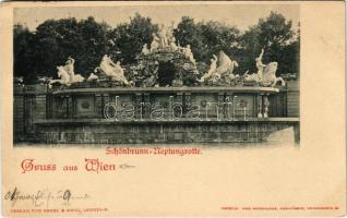 1899 Wien, Vienna, Bécs XIII. Schönbrunn, Neptungrotte / fountain. Verlag von Regel & Krug (EK)