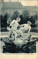 1905 Wien, Vienna, Bécs I. Maria Theresien Platz, Brunnergruppe / fountain. Verlag v. J. Löwy Hofphotograph (EK)