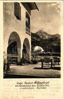 1937 Ledenitzen (Kärnten), Hotel Pension Mittagskogel am Aichwaldsee beim Faakersee / hotel, terrace. Kunstverlag Franz Schilcher